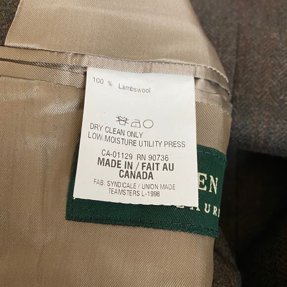 Vintage 90s Ralph Lauren Plaid Blazer Wool Jacket Green Brown Men's Size 44R - Picture 6 of 10